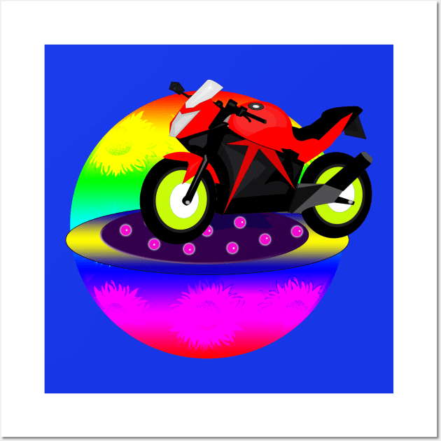 Red Motorcycle Wall Art by momomoma